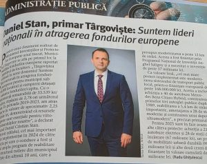 Read more about the article An de recunoaștere pentru municipiul Târgoviște. Cristian Stan: „Este premiul fiecărui târgoviștean”