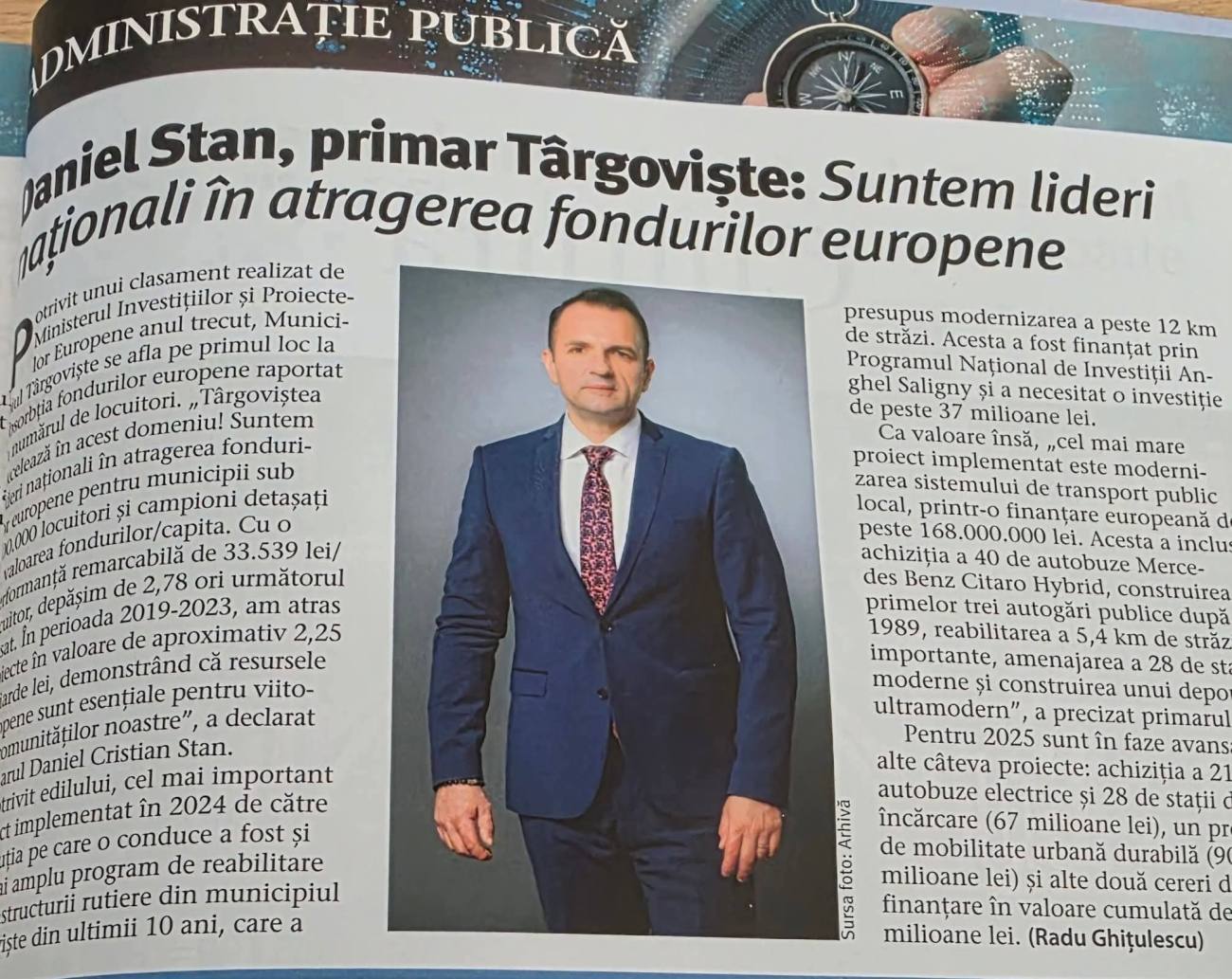 You are currently viewing An de recunoaștere pentru municipiul Târgoviște. Cristian Stan: „Este premiul fiecărui târgoviștean”