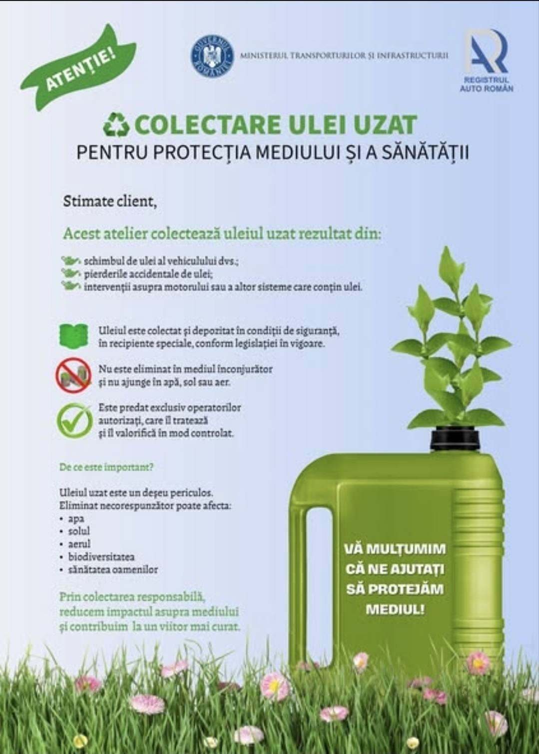 You are currently viewing Registrul Auto Român se alătură campaniei pentru creșterea gradului de colectare separată a uleiurilor uzate