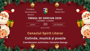 Read more about the article Seară de colinde, muzică și poezie, mâine, la Târgul de Crăciun din Moreni