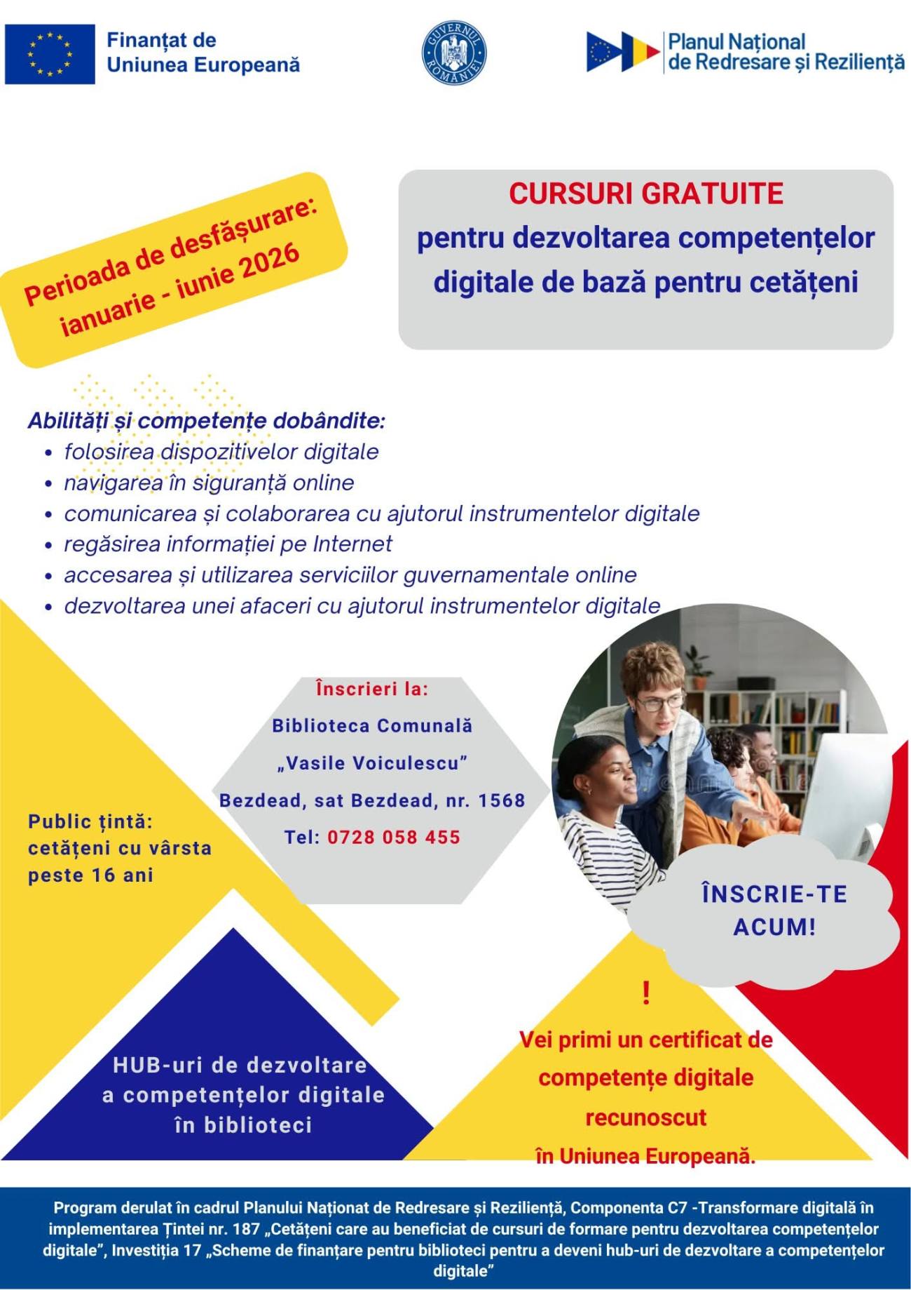 You are currently viewing Cursuri gratuite de competențe digitale pentru cetățenii din Bezdead, oferite printr-un program finanțat prin PNRR