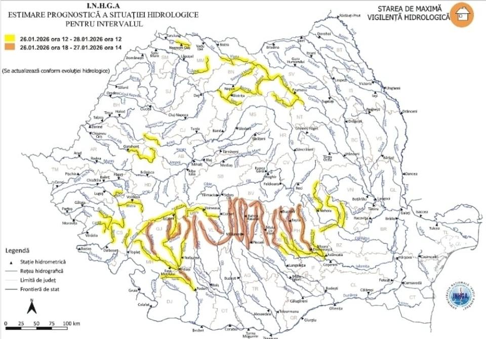 You are currently viewing COD PORTOCALIU de inundații pe unele sectoare ale râurilor Dâmbovița, Argeș și Ialomița