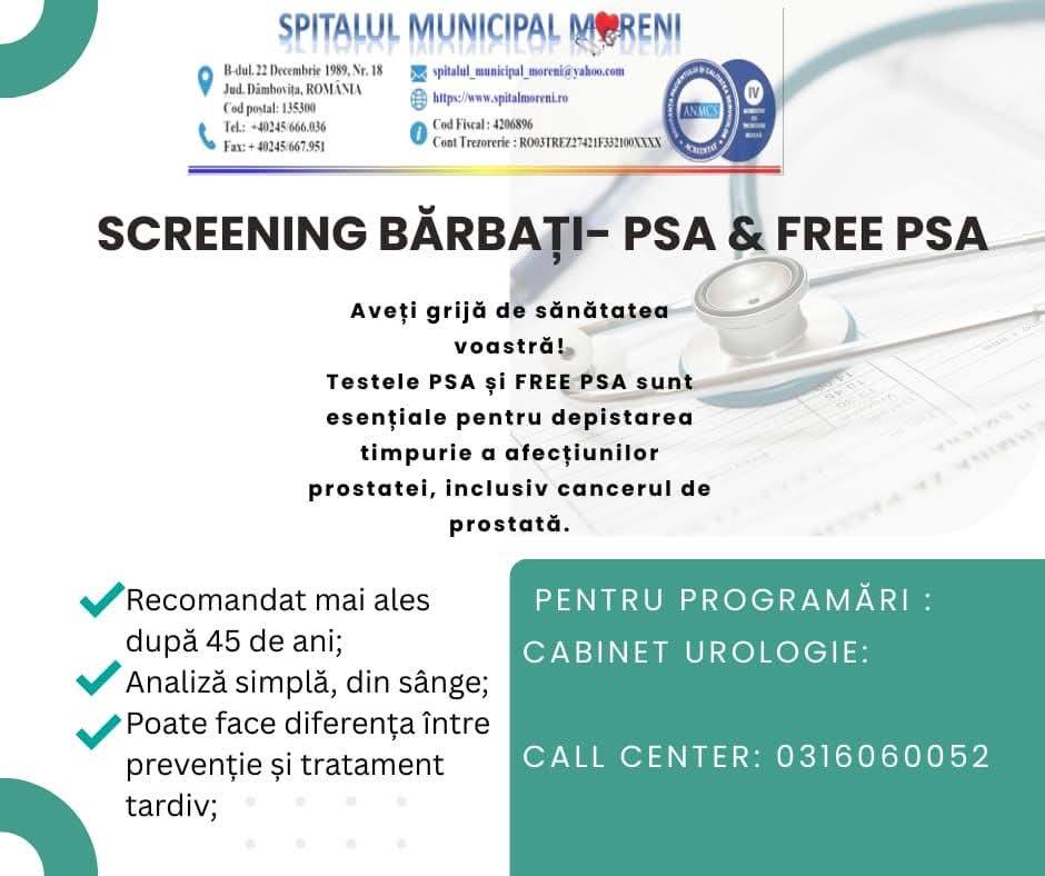 You are currently viewing Screening pentru cancerul de prostată, disponibil la Spitalul Municipal Moreni