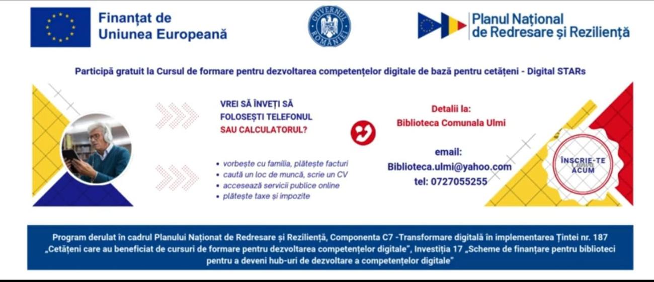 You are currently viewing Cursuri gratuite de competențe digitale pentru locuitorii comunei Ulmi