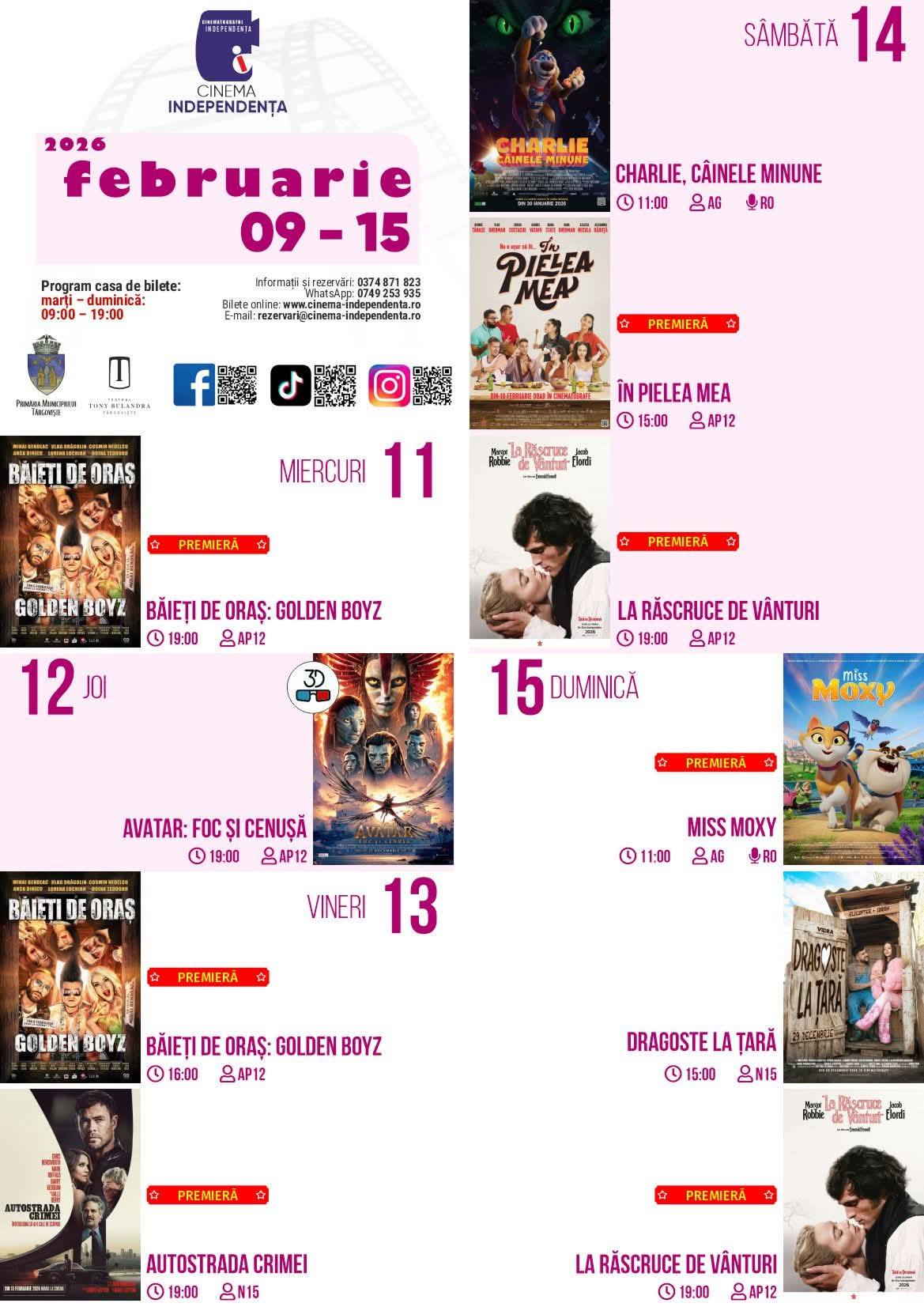 You are currently viewing Vezi programul proiecțiilor de film la Cinematograful Independența, în perioada 09-15 februarie 2026!