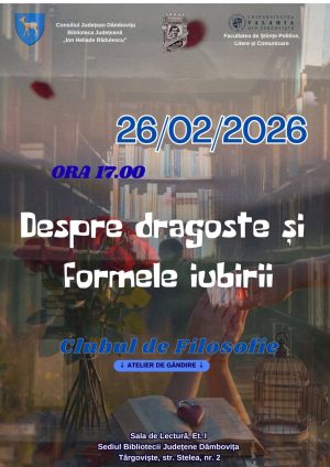 Read more about the article La Biblioteca Județeană Dâmbovița va avea loc o nouă întâlnire a Clubului de filosofie