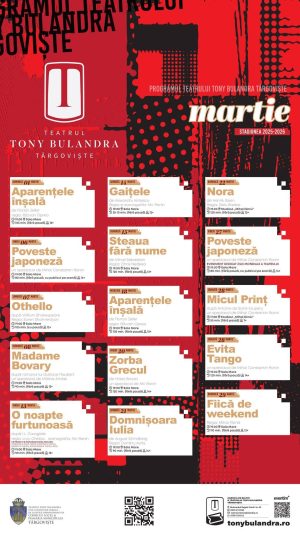 Read more about the article Vezi programul spectacolelor la Teatrul „Tony Bulandra” din Târgoviște, în luna martie!