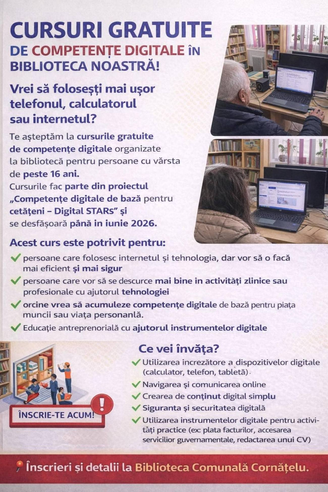 You are currently viewing Cursuri gratuite de competențe digitale la Biblioteca Comunală Cornățelu