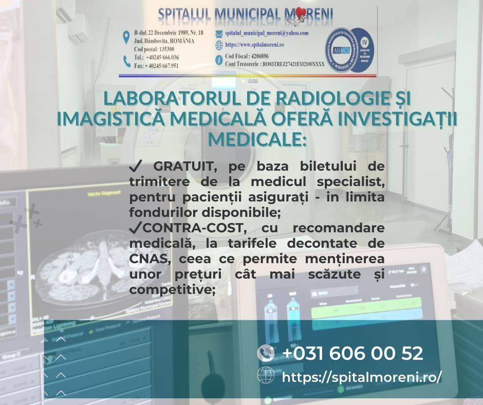You are currently viewing Spitalul Municipal Moreni extinde lista investigațiilor CT decontate prin CNAS