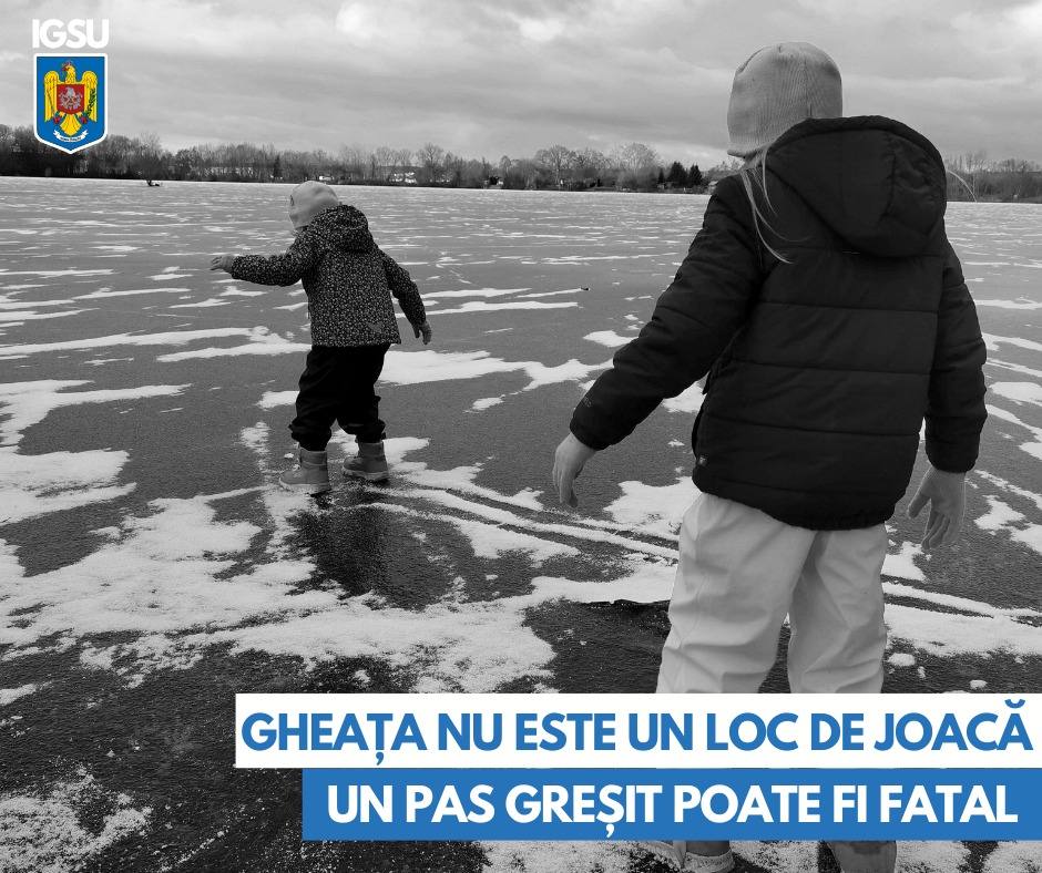 You are currently viewing ISU Dâmbovița avertizează: apele înghețate nu sunt un loc de joacă pentru copii