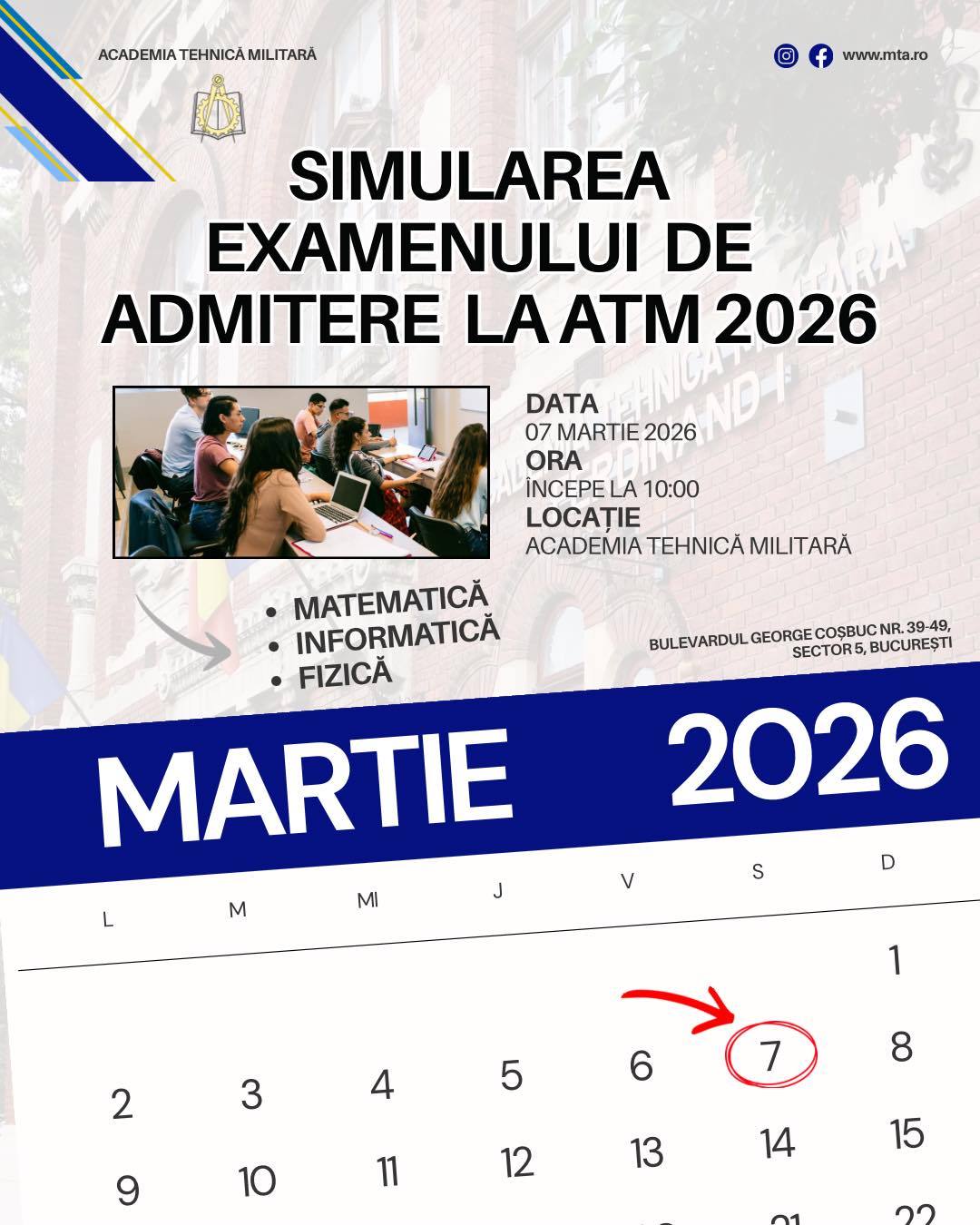 You are currently viewing Centrul Militar Județean Dâmbovița: pe 7 martie va avea loc simularea pentru admiterea la Academia Tehnică Militară „Ferdinand I”