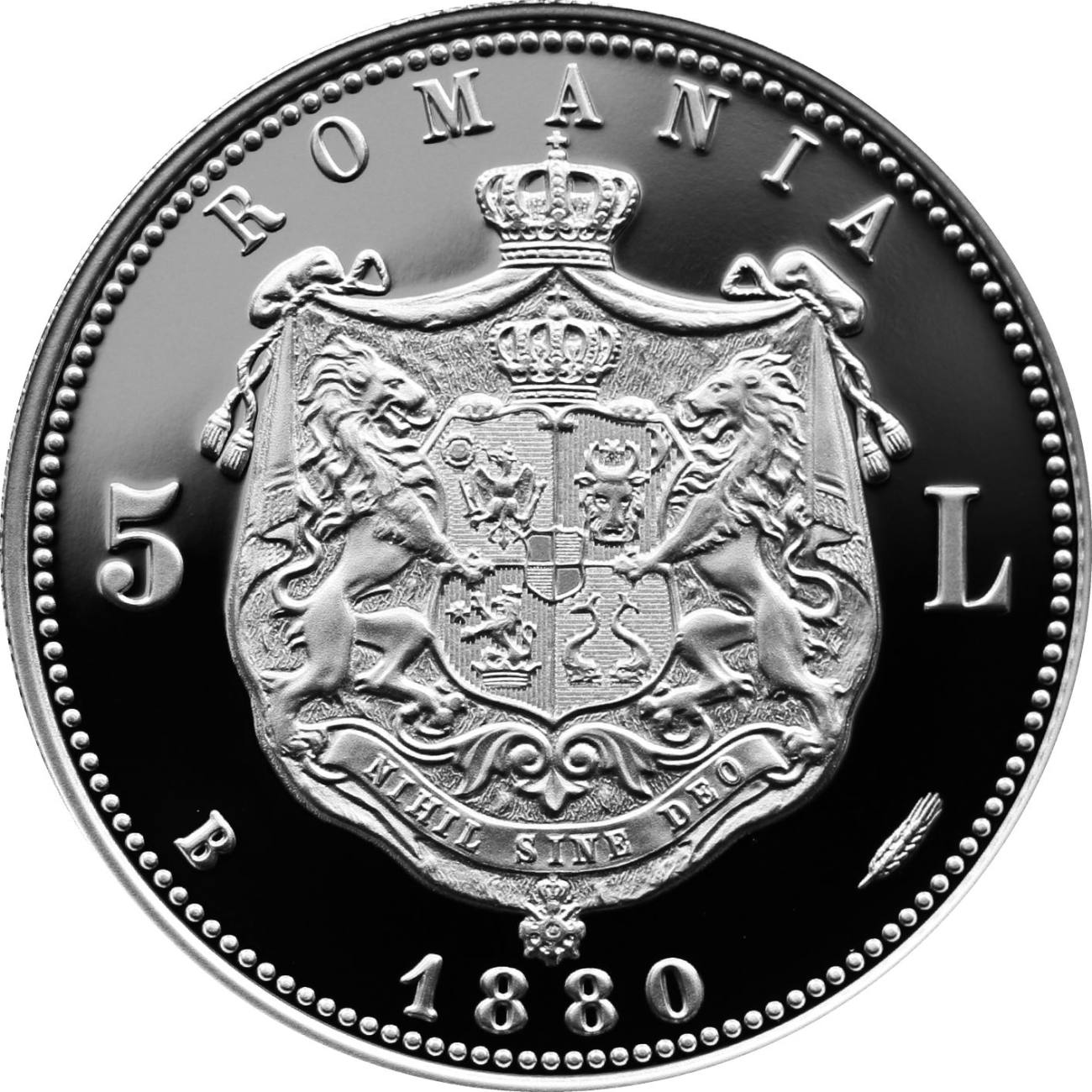 You are currently viewing Emisiune numismatică din Seria „Monedele României” – Reproducere monedă cu valoare nominală de 5 lei, emisă în anul 1880