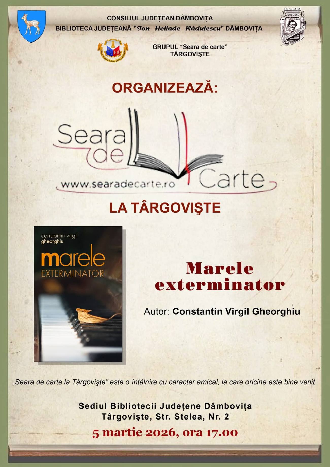 You are currently viewing O nouă întâlnire tematică a avut loc în cadrul programului „Seara de carte la Târgovişte”