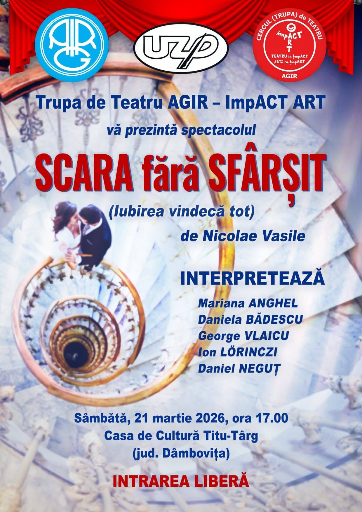 You are currently viewing Spectacol de teatru cu intrare liberă la Casa de Cultură Titu-Târg