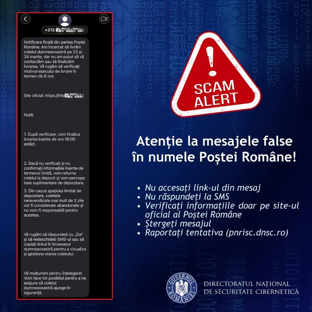 You are currently viewing AVERTIZARE: Noi scenarii de fraudă care folosesc identitatea Compania Naţională Poşta Română