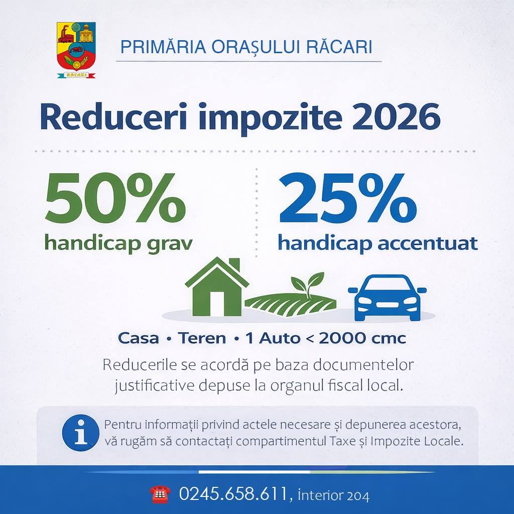 You are currently viewing Reduceri la impozite pentru persoanele cu handicap, anunțate de Primăria Răcari