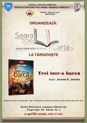 Read more about the article La Biblioteca Județeană Dâmbovița va avea loc o nouă întâlnire din seria „Seara de carte la Târgovişte”