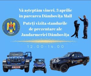 Read more about the article Jandarmeria Dâmbovița vă invită pe 3 aprilie în parcarea Dâmbovița Mall