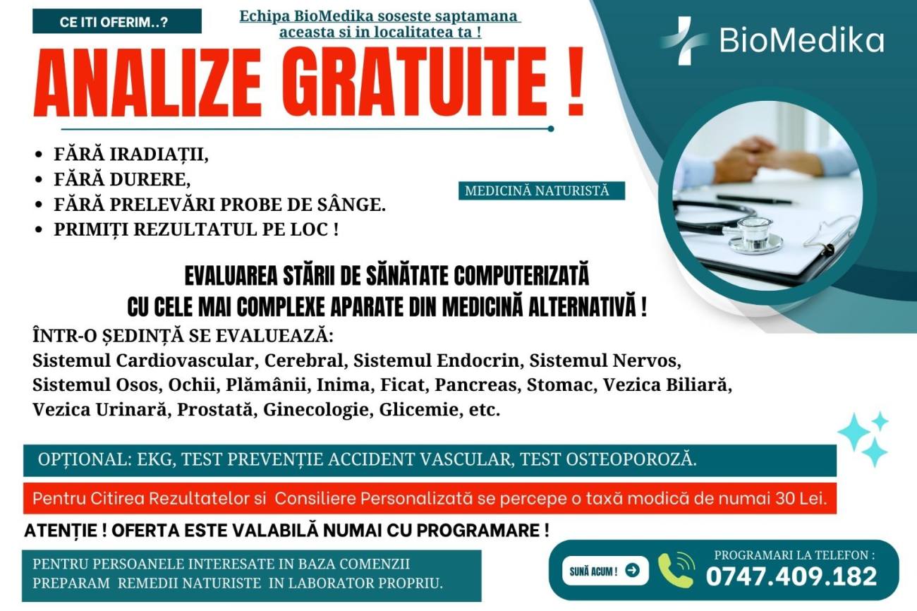 You are currently viewing Analize gratuite la Bezdead, printr-o campanie organizată de BioMedika