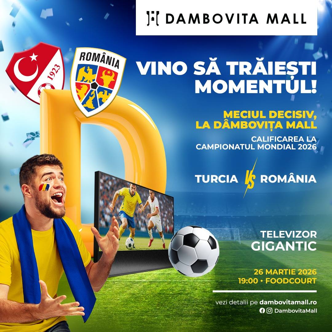 You are currently viewing Meciul România – Turcia va fi transmis pe ecran gigant la Dâmbovița Mall