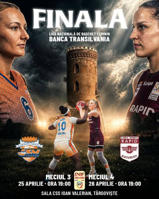 You are currently viewing Finala se aprinde lângă Turnul Chindiei! Duel de foc pentru titlul național la baschet feminin între CSM-CSU Târgoviște și Rapid