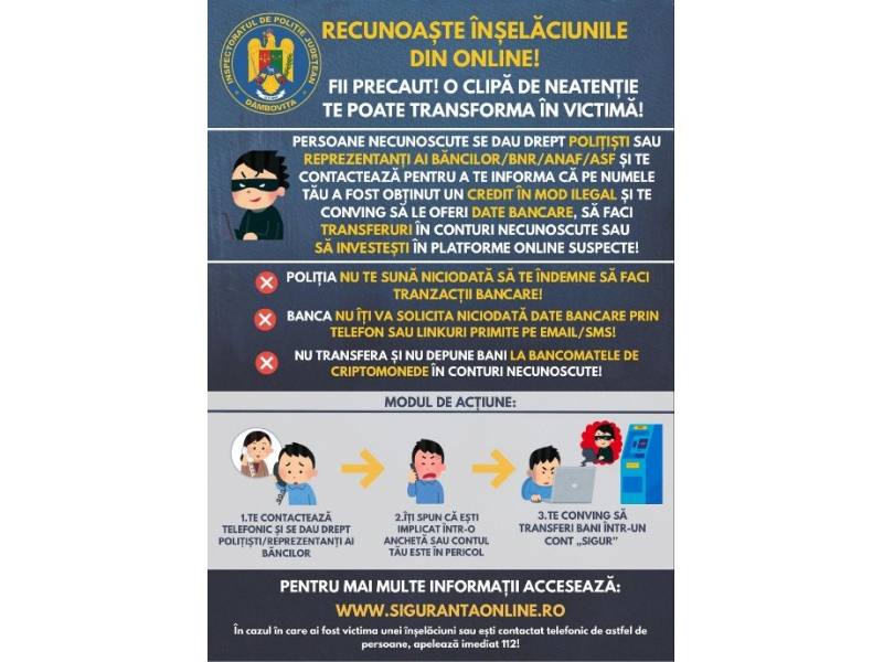 You are currently viewing POLIȚIȘTII AVERTIZEAZĂ: ATENȚIE LA ÎNȘELĂCIUNILE DIN MEDIUL ONLINE!