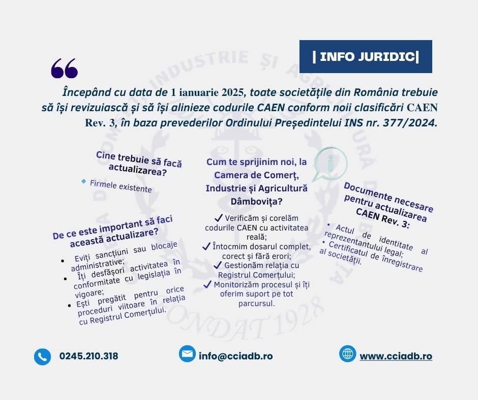 You are currently viewing CCIA Dâmbovița vine în sprijinul antreprenorilor pentru actualizarea rapidă a codurilor CAEN