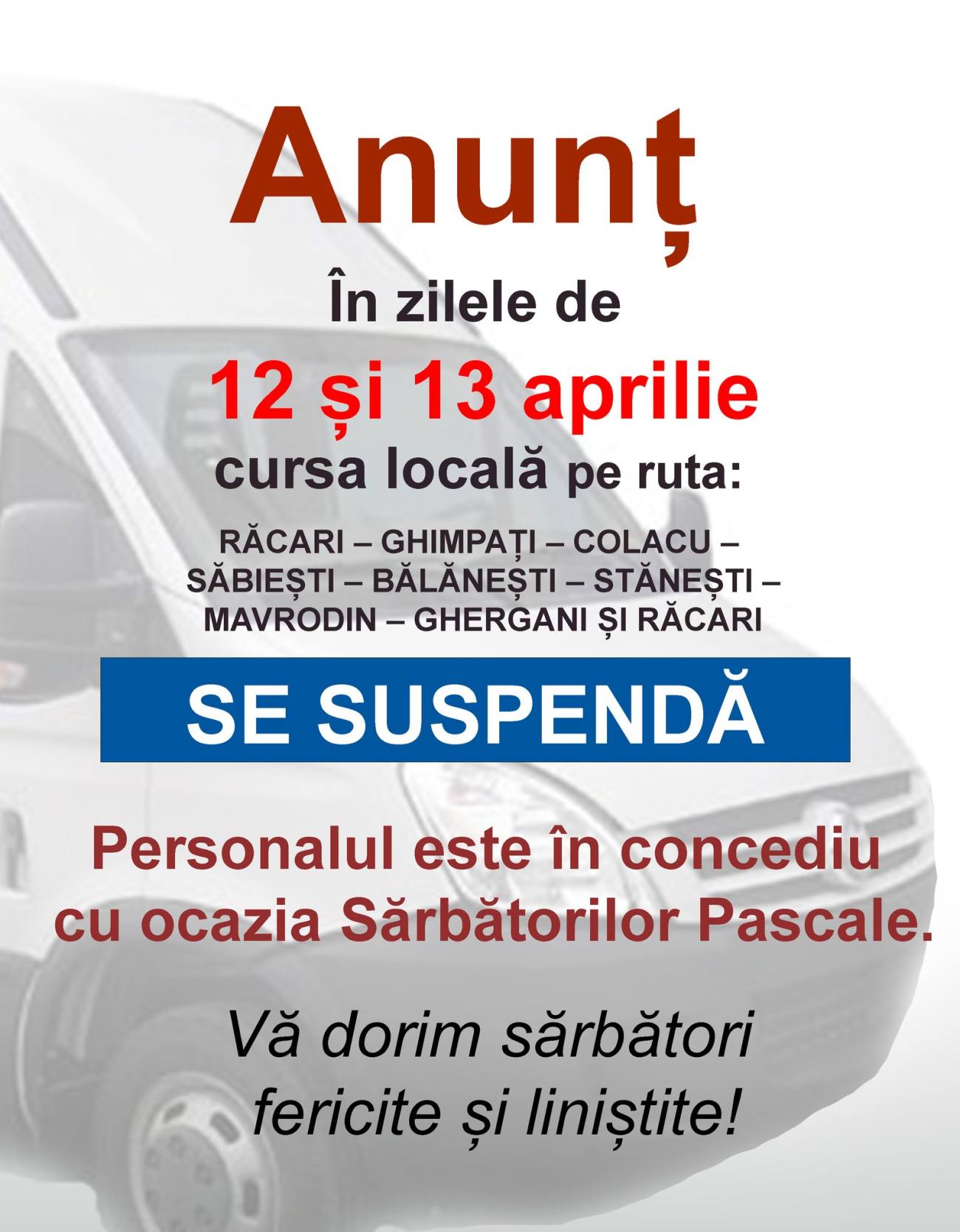 You are currently viewing Cursa locală din Răcari suspendată pe 12 și 13 aprilie