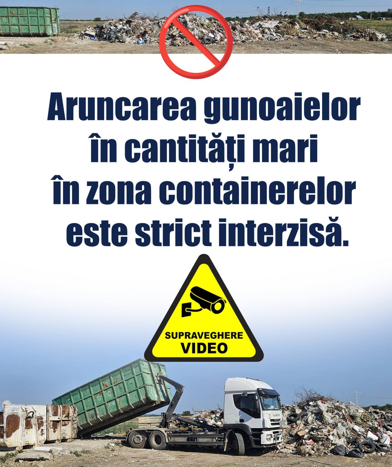 You are currently viewing Atenționare din partea primarului orașului Răcari: aruncarea gunoaielor în cantități mari la containere este interzisă