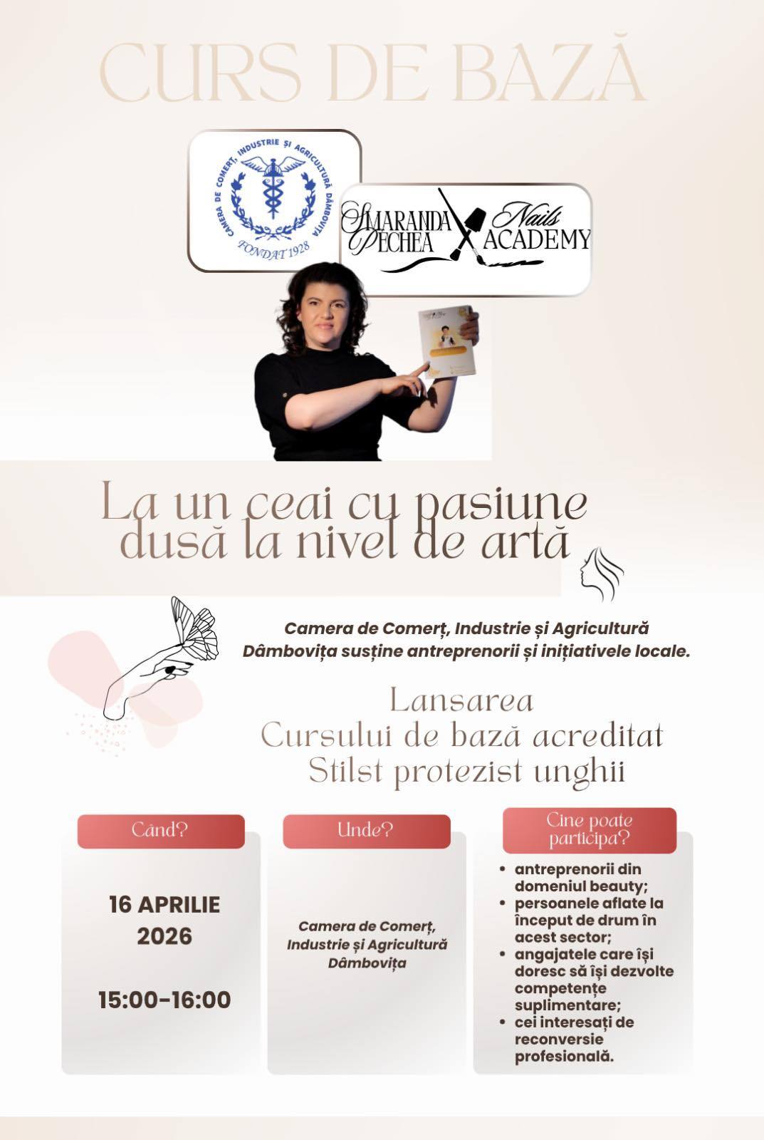 You are currently viewing Un pas curajos spre antreprenoriat în beauty. CCIA Dâmbovița susține Smaranda Pechea Nails Academy, un proiect construit cu pasiune