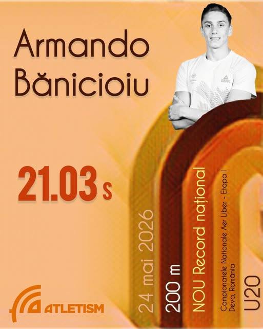You are currently viewing Record istoric la Deva! Armando Bănicioiu a „aprins” noul stadion de atletism cu un nou record național U20