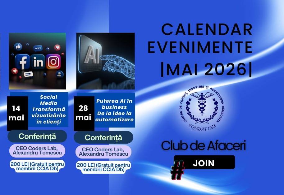 You are currently viewing Workshopuri despre Social Media și AI, organizate de Camera de Comerț Dâmbovița în luna mai
