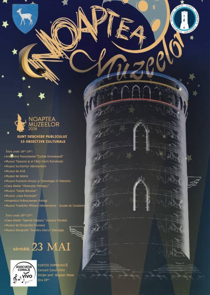 You are currently viewing DÂMBOVIȚA: Vezi obiectivele turistice pe care le poți vizita la evenimentul cultural „Noaptea Muzeelor” – 2026