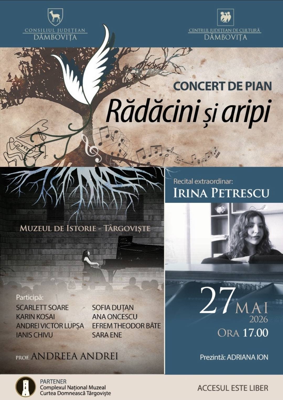 You are currently viewing „Rădăcini și Aripi” – Concert de pian la Muzeul de Istorie Dâmbovița