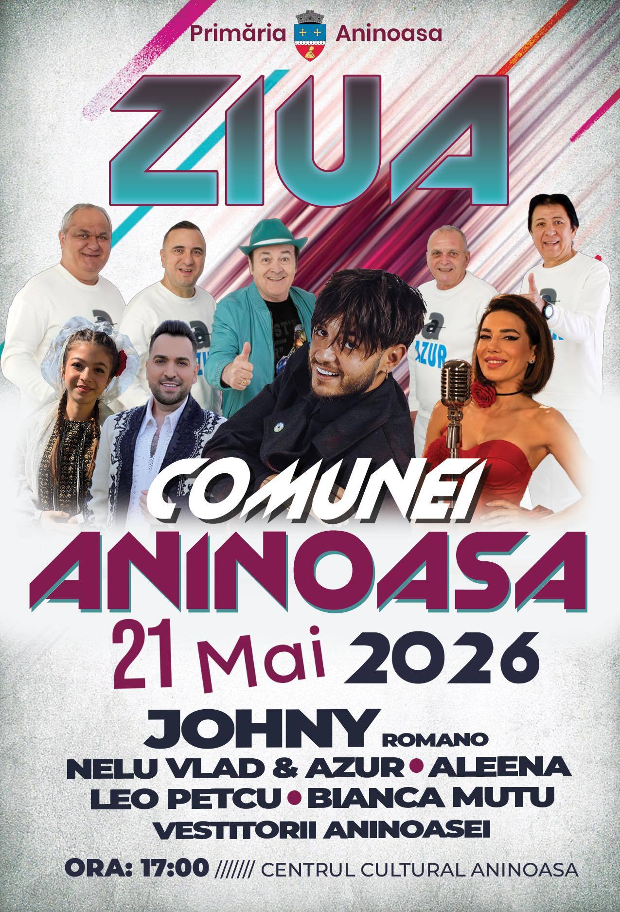 You are currently viewing Ziua Comunei Aninoasa aduce muzică și spectacol la Centrul Cultural, pe 21 mai