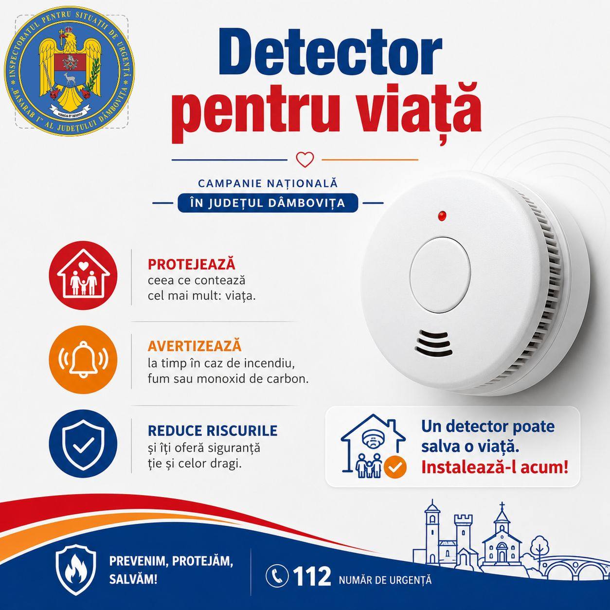 You are currently viewing În județul Dâmbovița începe campania „Detector pentru viață”. Aproape 500 de detectoare de fum și monoxid de carbon vor fi montate în locuințe