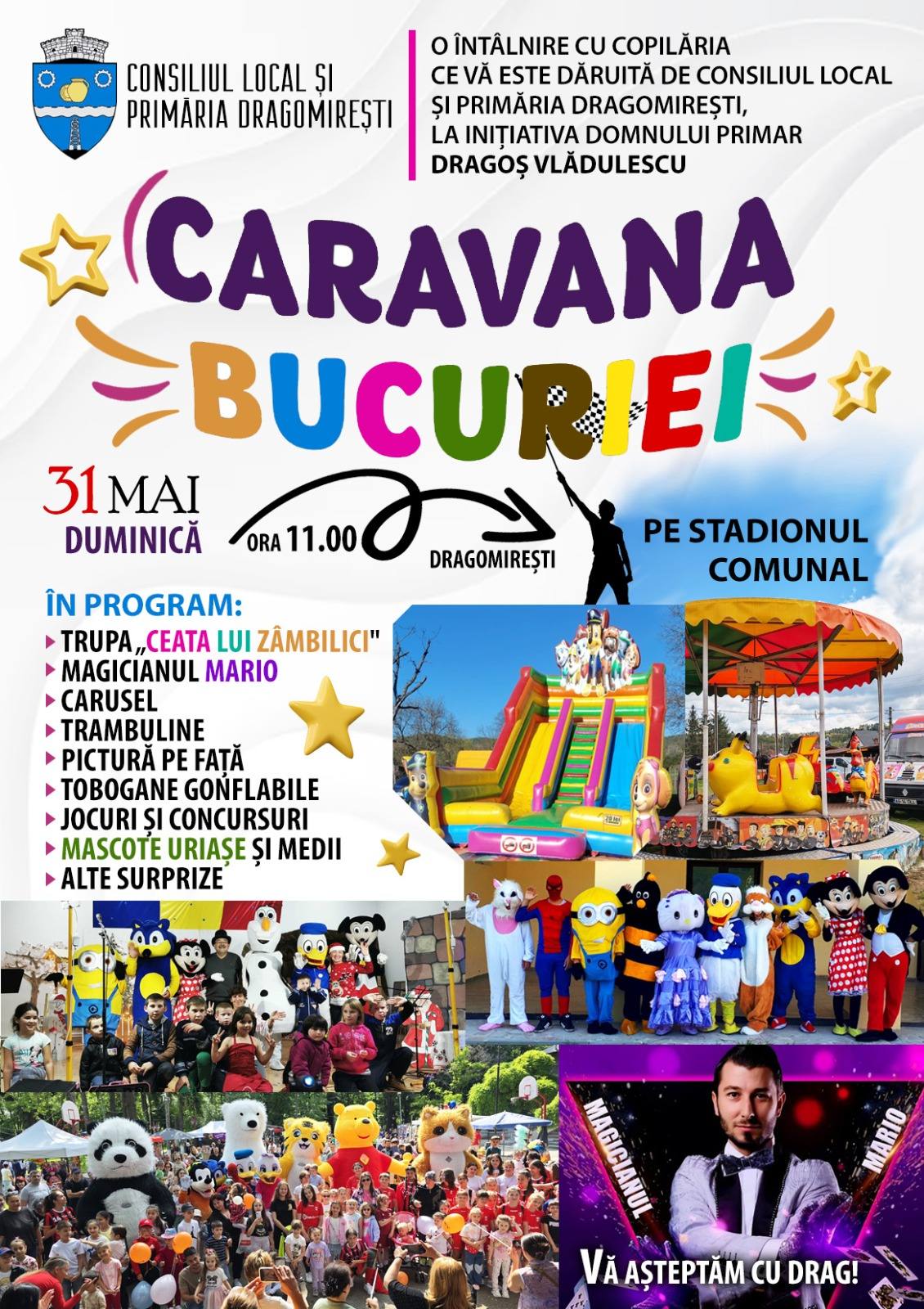 You are currently viewing „Sărbătoarea Copilăriei” aduce magie, mascote și surprize pentru cei mici, de ziua lor, la Dragomirești