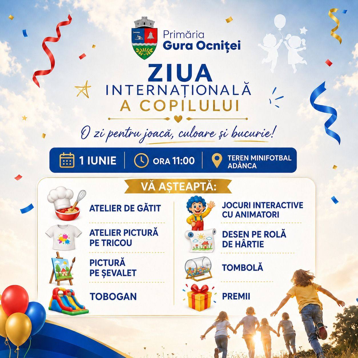 You are currently viewing Ziua Copilului se sărbătorește cu jocuri, ateliere și surprize la Gura Ocniței