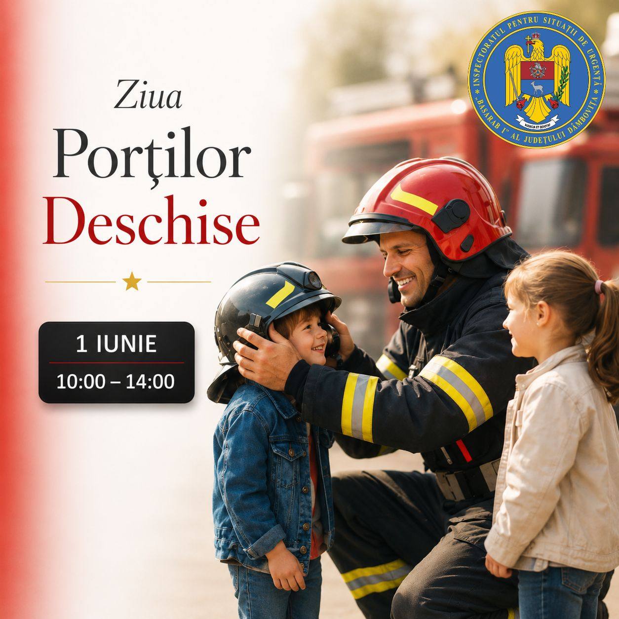 You are currently viewing De 1 Iunie, copiii pot vizita subunitățile de pompieri din județul Dâmbovița