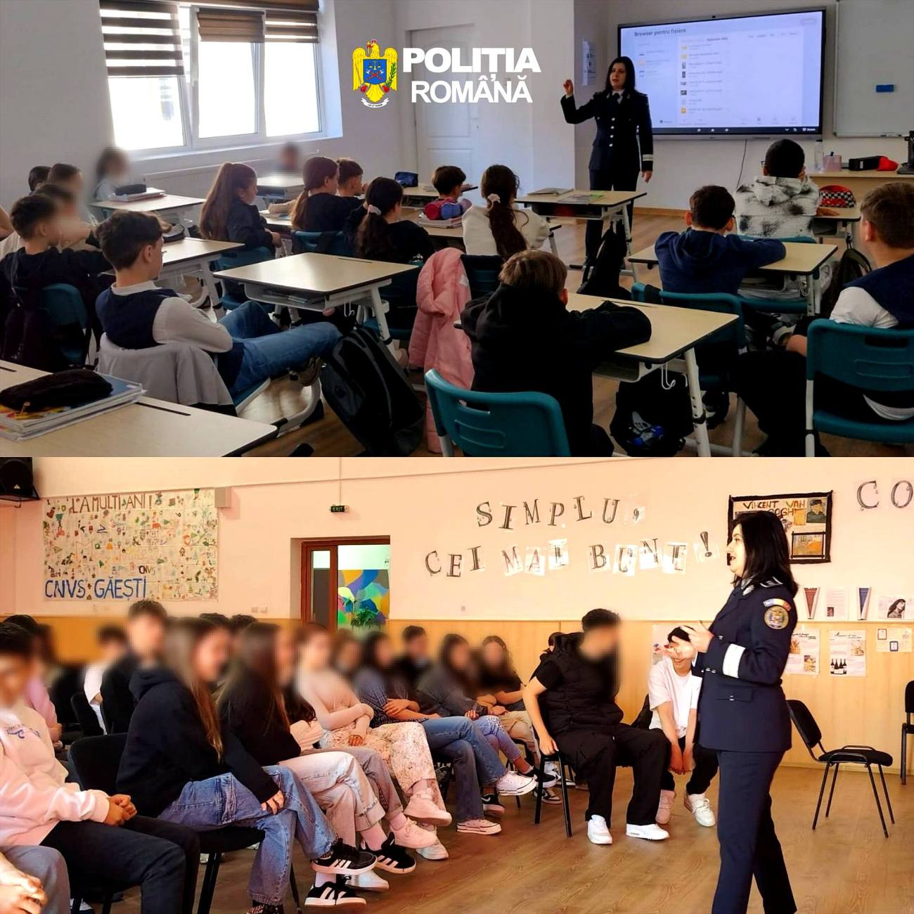 You are currently viewing Elevi din Dâmbovița, informați despre riscurile consumului de droguri, bullying și trafic de persoane, în cadrul activităților preventive ale poliției