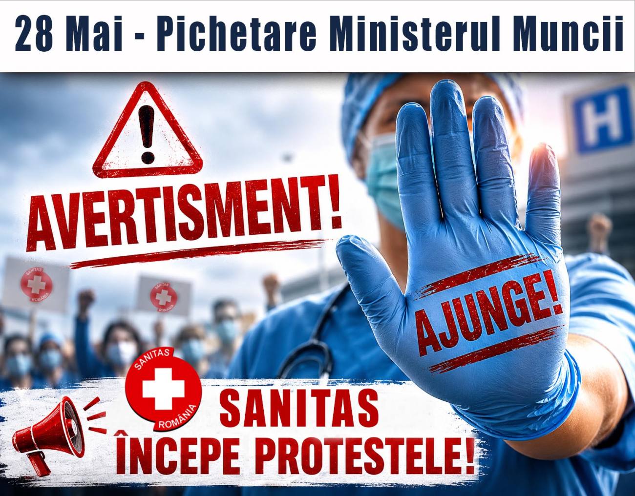 You are currently viewing Sindicaliștii SANITAS Dâmbovița anunță proteste împotriva noii legi a salarizării: joi, 28 mai, vom picheta Ministerul Muncii, iar pe 3 iunie vom fi în Piața Victoriei și a Parlamentului