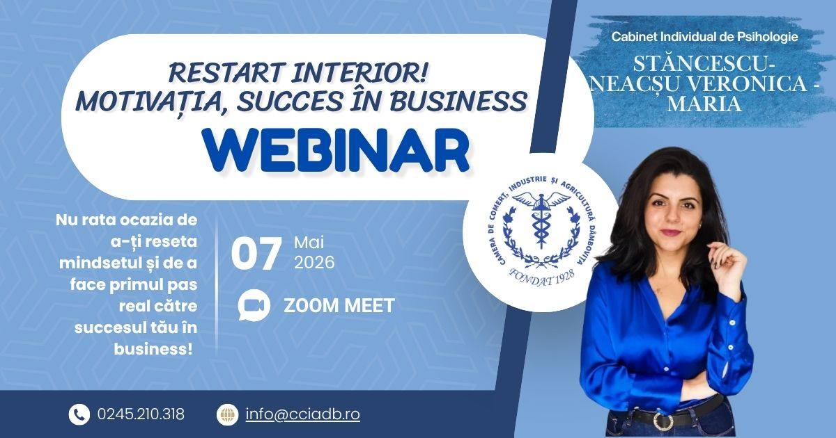 You are currently viewing Workshop online despre motivație în business, organizat de Camera de Comerț Dâmbovița