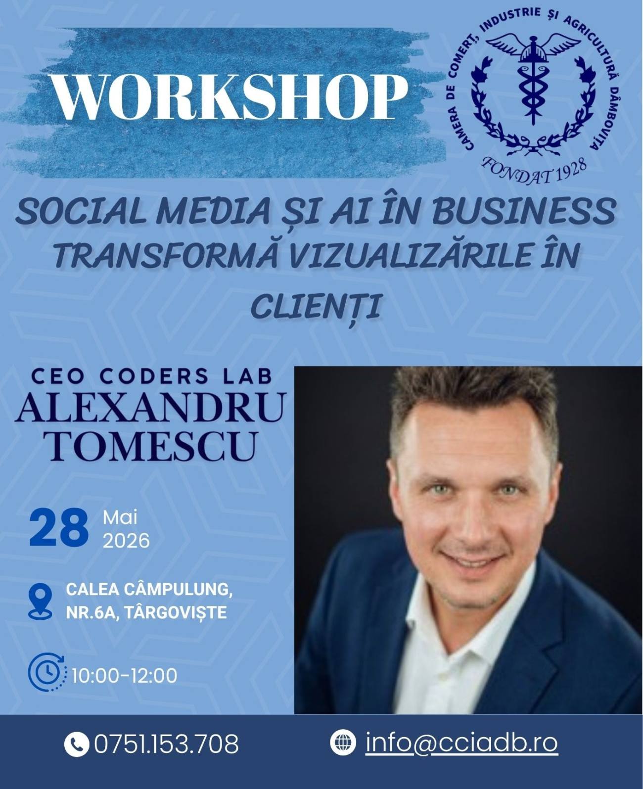 You are currently viewing Workshop despre Social Media și Inteligență Artificială pentru antreprenorii din Dâmbovița