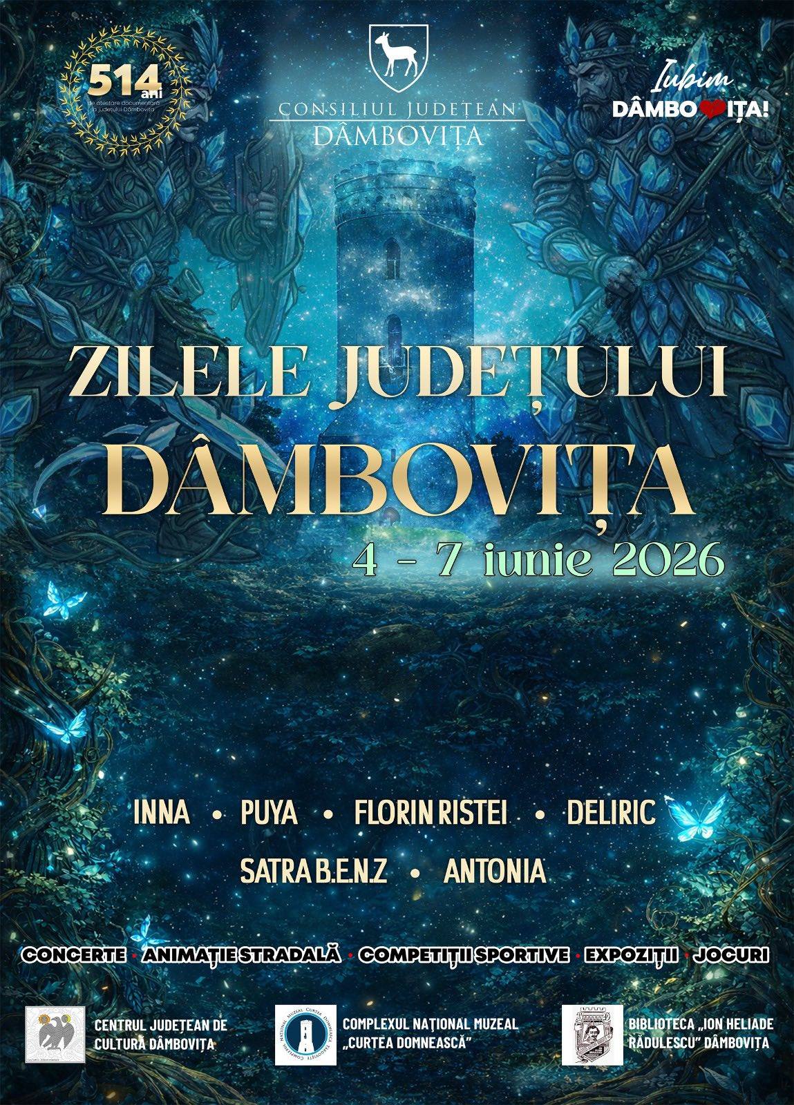 You are currently viewing Florin Ristei, Antonia, INNA și Deliric vin la Zilele Județului Dâmbovița 2026. Patru zile de evenimente culturale, concerte și competiții sportive, la început de iunie