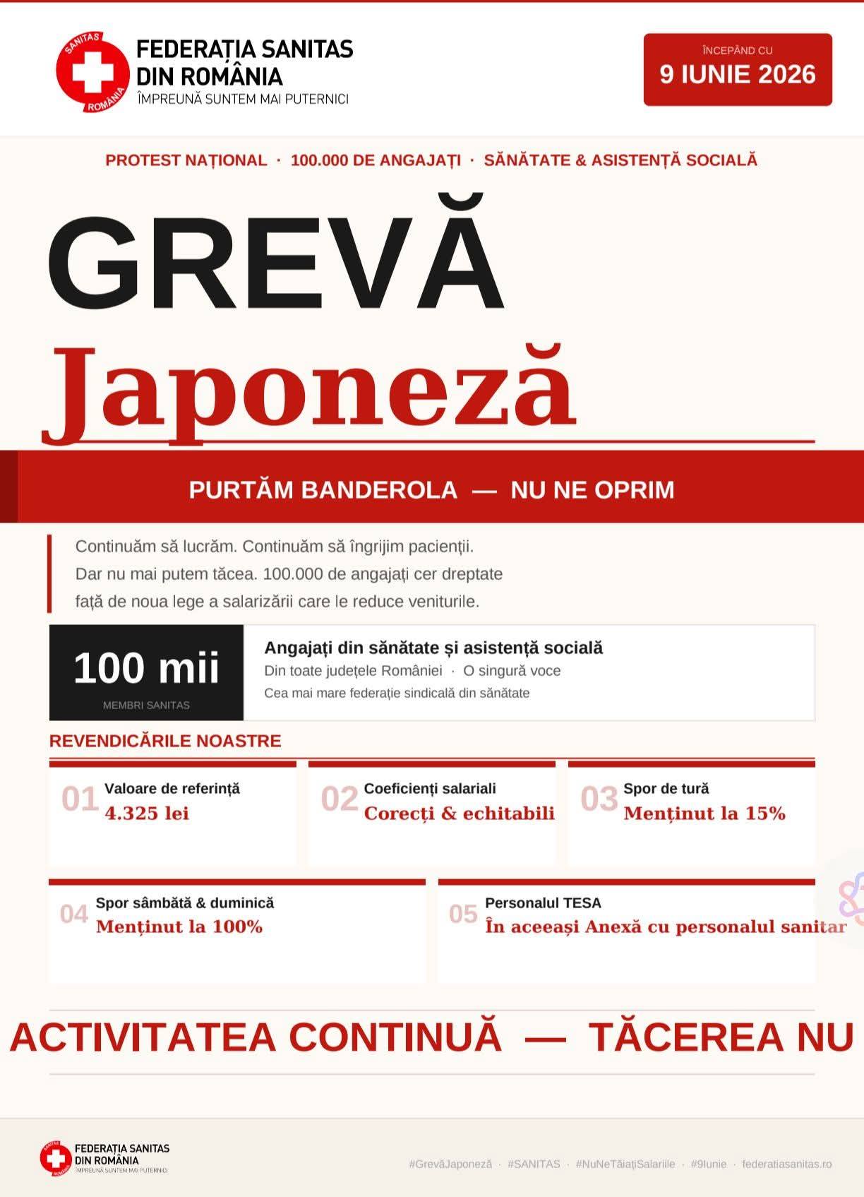 You are currently viewing SANITAS Dâmbovița anunță grevă japoneză: Activitatea nu se oprește, dar protestul continuă