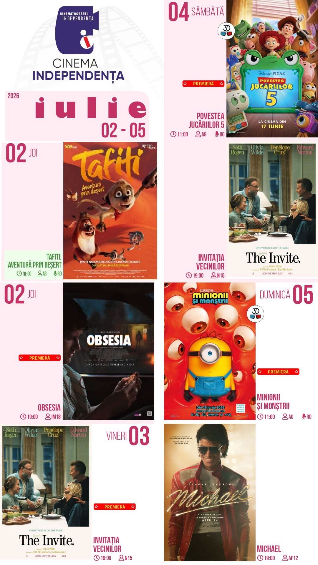 You are currently viewing Vezi programul proiecțiilor de film la Cinematograful Independența din Târgoviște, în perioada 02-05 iulie 2026!