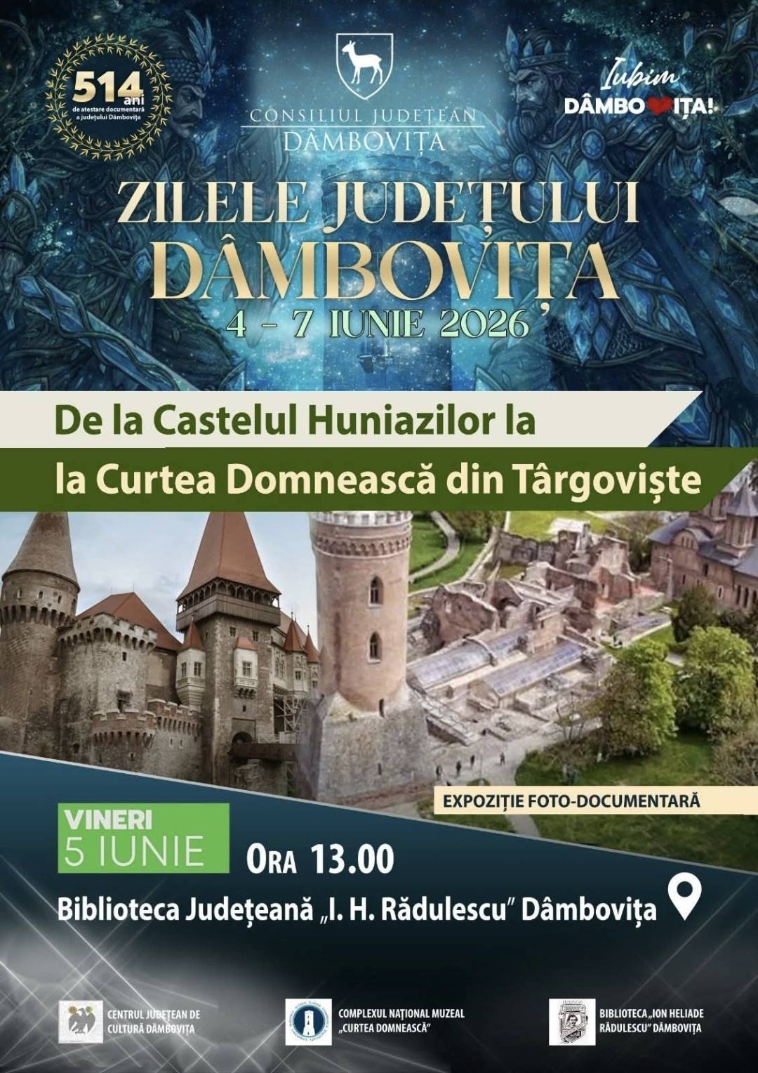 You are currently viewing „De la Castelul Huniazilor la Curtea Domnească din Târgoviște” – Expoziție documentară la Biblioteca Județeană Dâmbovița