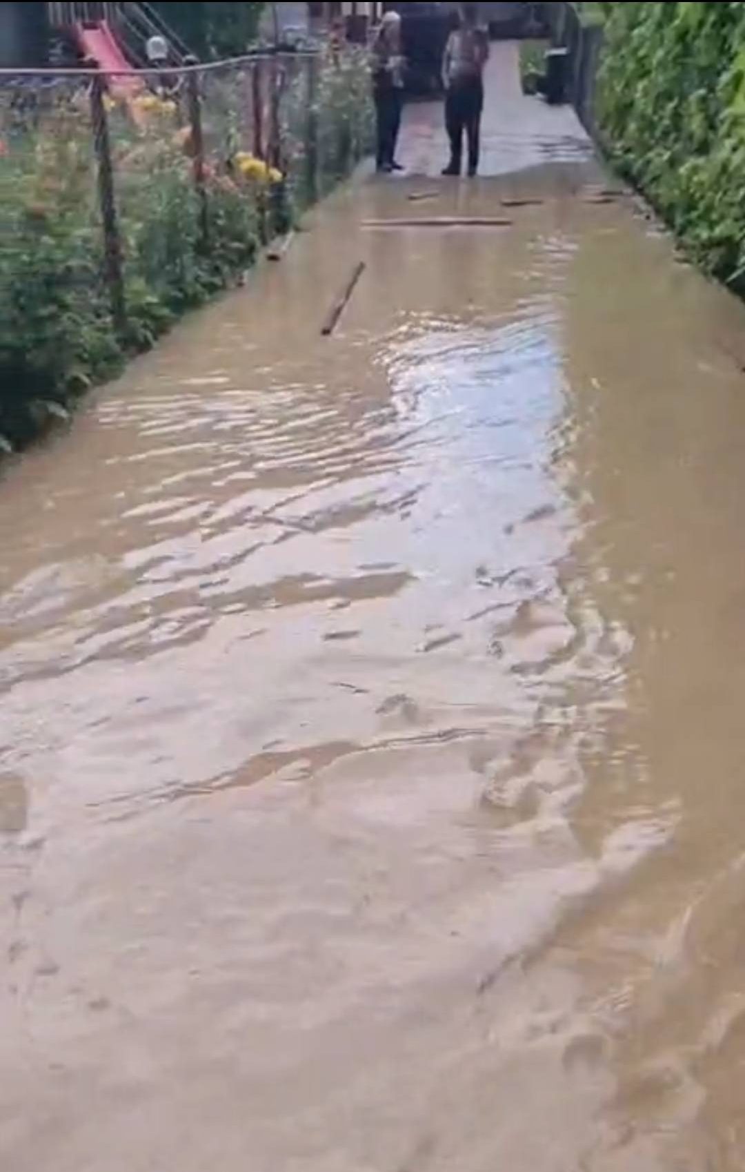 You are currently viewing Viitură în satul Dealu Mare, după ploile torențiale. Apa a inundat gospodării și drumuri din localitate