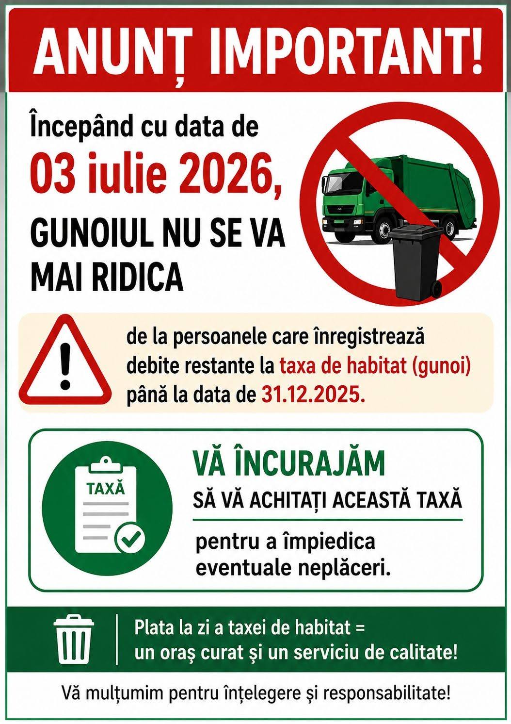 You are currently viewing Ridicarea deșeurilor va fi suspendată la Cojasca pentru persoanele cu restanțe la taxa de habitat