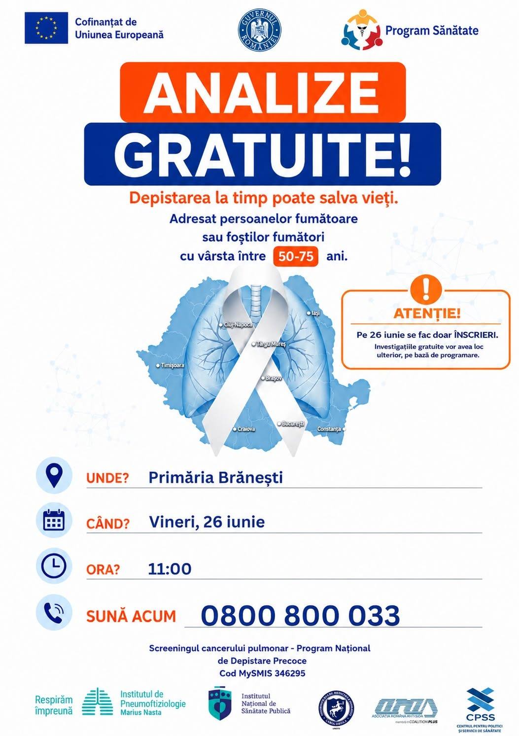 You are currently viewing Locuitorii din Brănești pot beneficia gratuit de investigații pentru sănătatea plămânilor